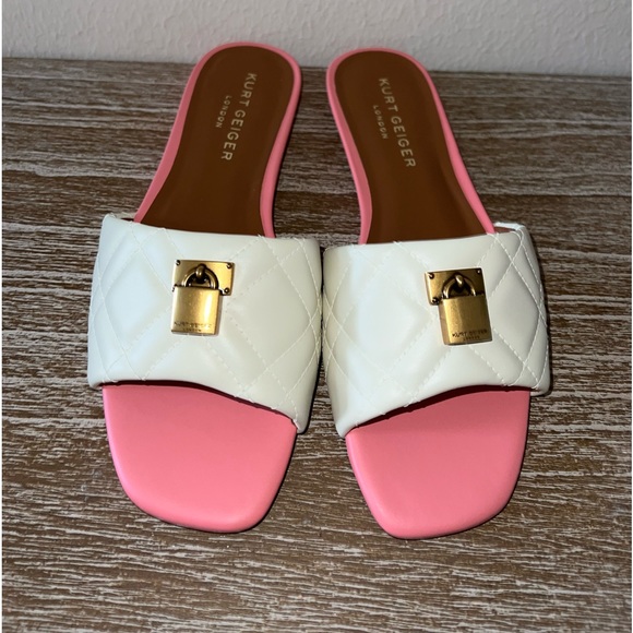 Kurt Geiger Lock Leather Slides Sandals 40 - Picture 2 of 3